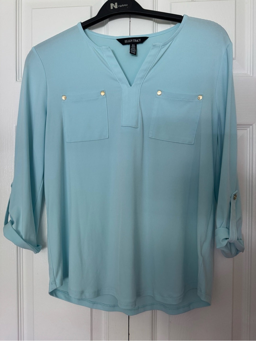 Ellen Tracy Light Blue Relaxed Pullover Blouse